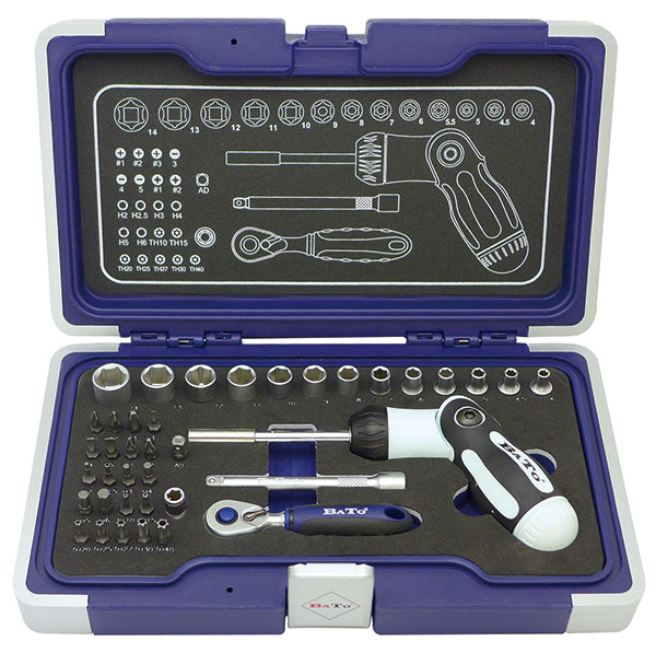 kennisgeving Extractie goud BATO Socket wrench/bit set 1/4" 6 edge. 4-14mm, angle ratchet, screwdriver  set. 39 parts