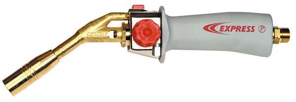 EXPRESS turbo gasbrænder med piezo tænding, 3/8" venstre gev. svirvel montage til slangemontage.