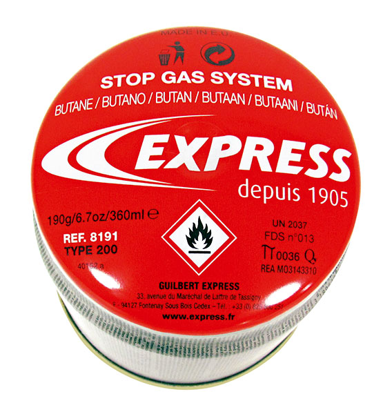 EXPRESS Gasbehälter m/ "Stop Gas System"