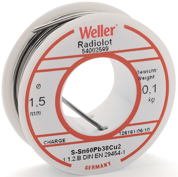 Weller lödtenn m/fluss, Ø1,0 mm , 100 g rulle