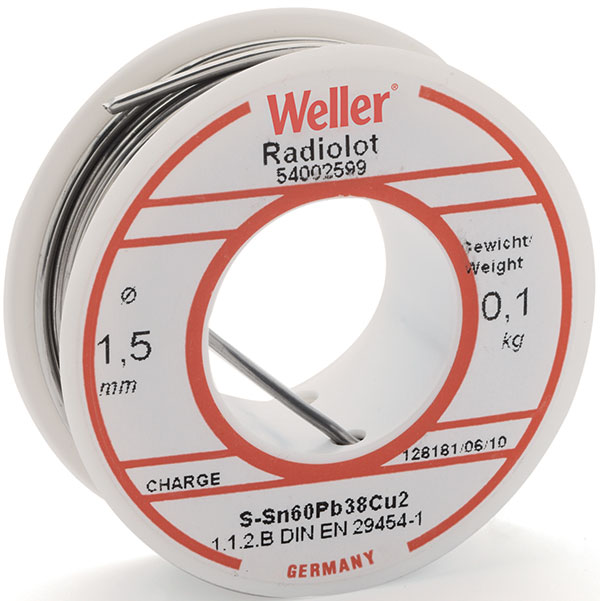 Weller loddetin m/flus,Ø1,5 mm , 100 g rulle