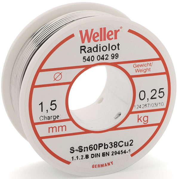 Weller loddetin m/flus, Ø1,5 mm, 250 g rulle