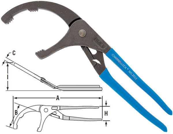 BATO CHANNELLOCK Oil filter pliers with 30 gr. angle no. 2012.