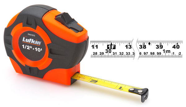 Lufkin 25mm (1") x 10m (33) Hi-Viz Orange P1000 målebånd, metrisk/engelsk