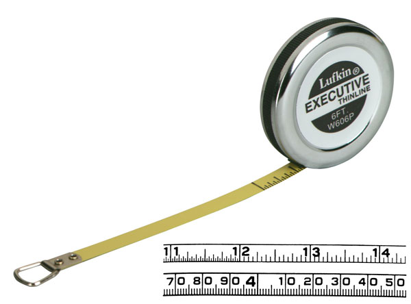 Lufkin 1/4" x 6 Executive Diameter Pocket Tape Measure, to 100ths