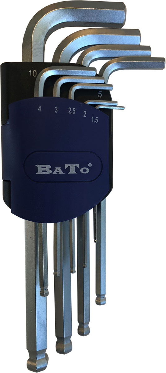 BATO Stiftnyckelsats 6kt Insex 1,5-10,0mm. Blank. M kula. 9 delar.