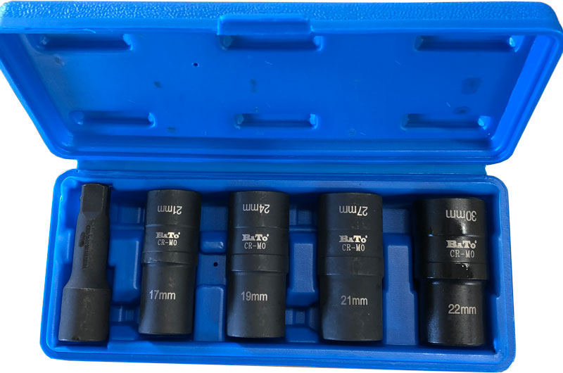 BATO Demontage Twist hylssats 1/2" 17-19-21-22mm. 6kt + 12kt vendbar. 5 delar.