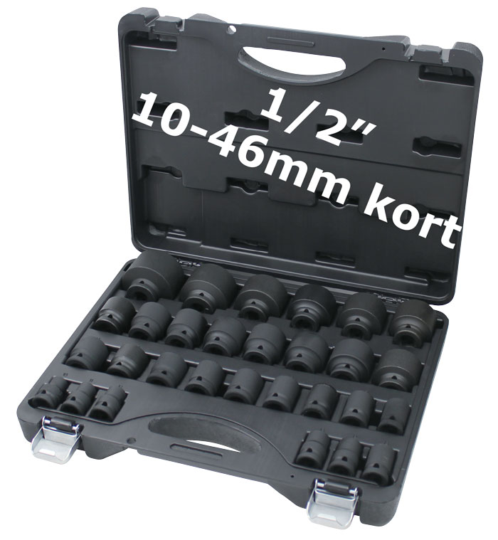 BATO Krafthylsor 1/2" 10-46mm kort. 29 delar.