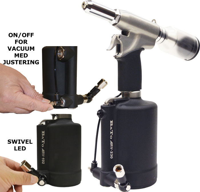 BATO Heavy-Duty Air rivet device 4,0-6,4mm. With vacuum system.
