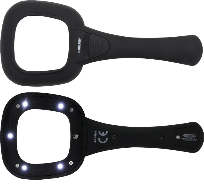 BGS Lup med ledlys, 5 hvid, 1UV-LED. 60mm. 195mm lang