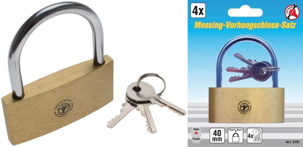 BGS Messing hængelås 60mm med 3 nøgler
