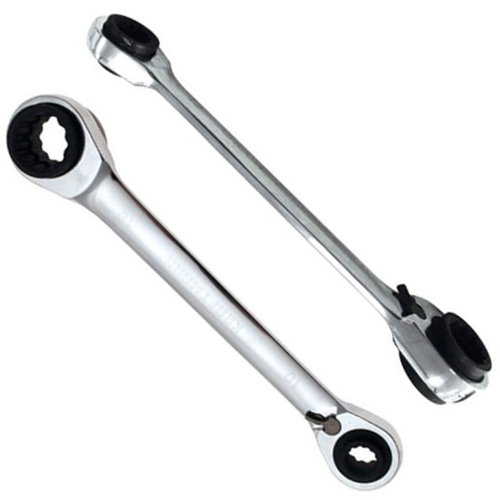 Double Ended Ratchet Wrench, 4-in-1, 10 x 13-17 x 19mm
