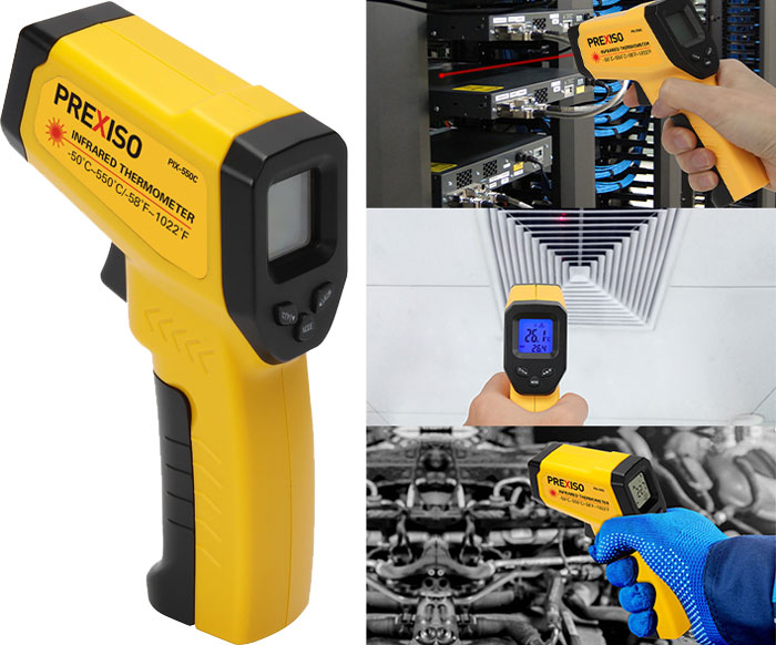 PREXISO PIX-550C infrared thermometer measures laser -50 ° C to 550 ° C.