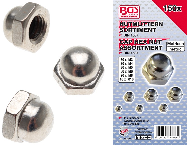 BGS Topmøtriksortiment 3-4-5-6-8-10mm. 150 dele
