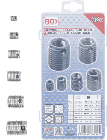 BGS Gevindindsatssortiment 3-4-5-6-8-10mm. 32 dele