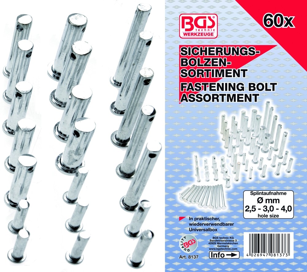 BGS Sikringsboltsortiment. 60 dele