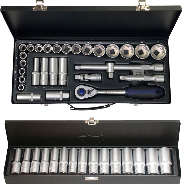 BATO Combi package. Socket set 10-36mm 1/2 ", long top set 10-24 1/2". 43 parts