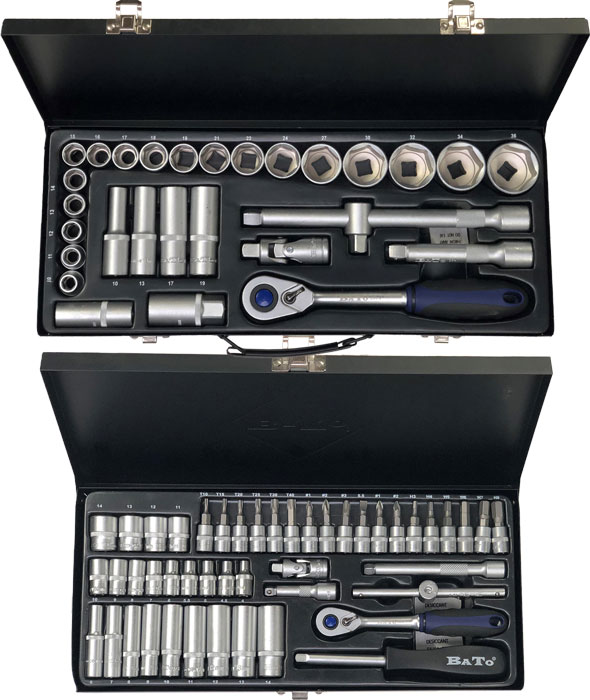 BATO Combi package. Socket set 10-36mm 1/2 ", socket set 4-14mm 1/4". 74 parts