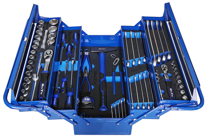 BATO Tool box set 75 parts. 5 compartments metal box. Everything in EVA foam.