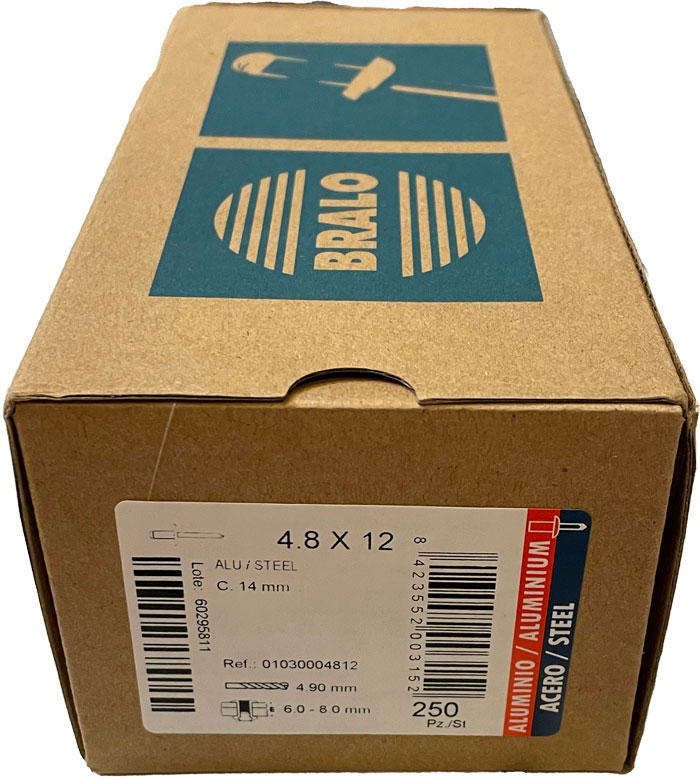 BATO Bralo Blindnitte stor krave alu/stål 4,0x16mm. 250 stk. pk.