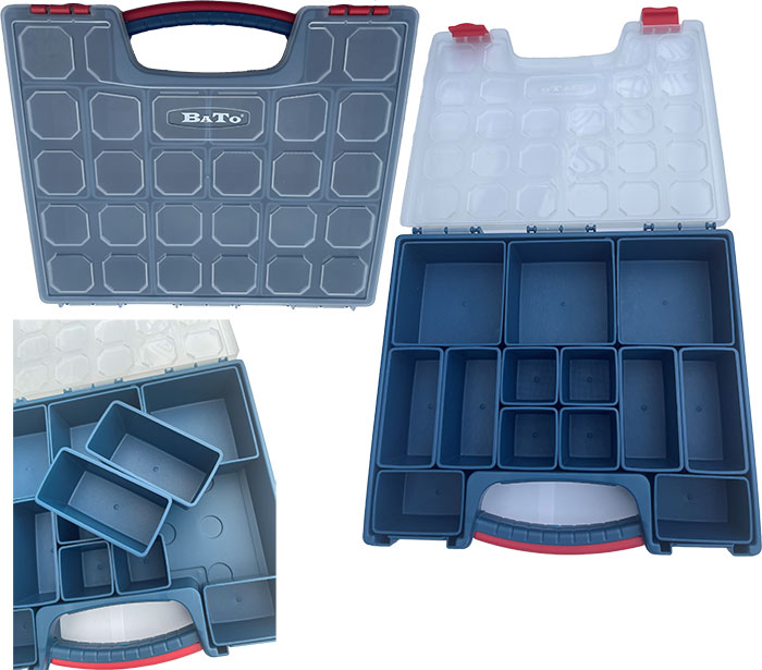 BATO Plastic assortment boxes with 13 compartment inserts high 50mm.