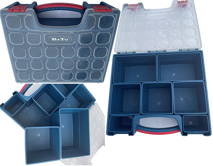 BATO Plastic assortment boxes with 7 compartment inserts high 100mm.