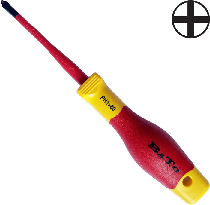 BATO Screwdriver 1000V. PH1 slim x 80mm.