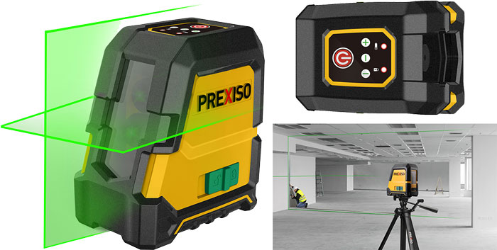 PREXISO PLC30GLI Cross line laser self-leveling green 30m
