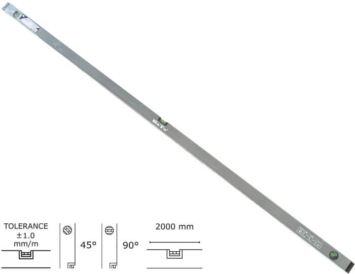 BATO Standard vattenpass 2000mm. 1mm/m