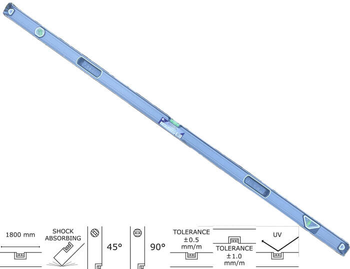 BATO HEAVY DUTY vattenpass 1800mm. 0,5mm/m