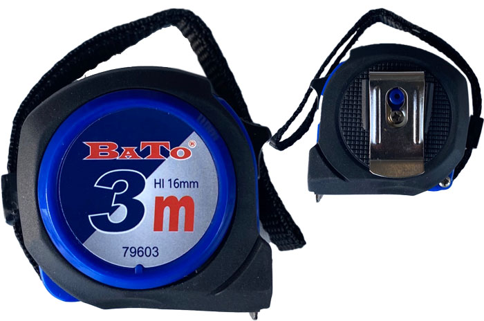 BATO Tape measure 3m with belt clip. Kl. 2