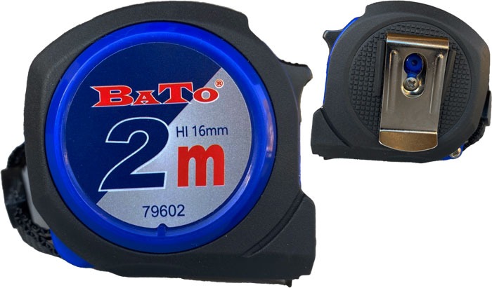 BATO Tape measure 2m with belt clip. Kl. 2