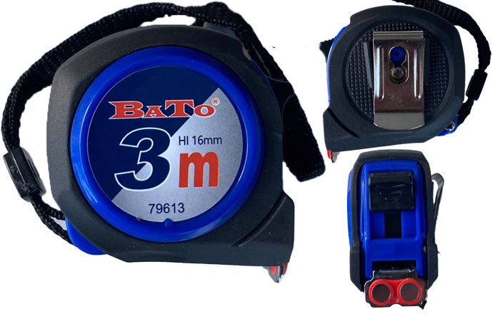 BATO Tape measure 3m with magnet and belt clip. Kl. 2