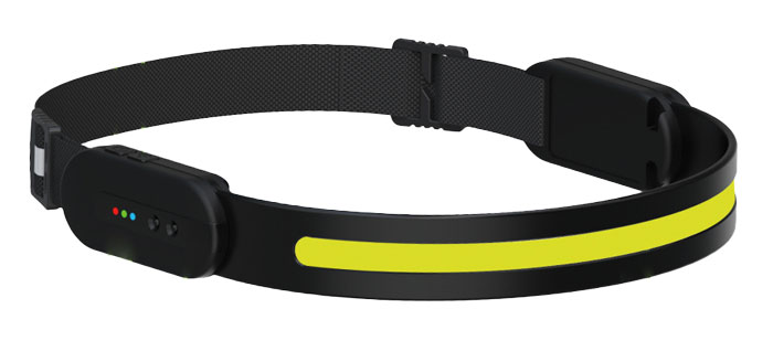 BATO SUPER STRIP Headlamp with sensor, bluetooth for phone and music. 120-350 Lumens. Rechargeable