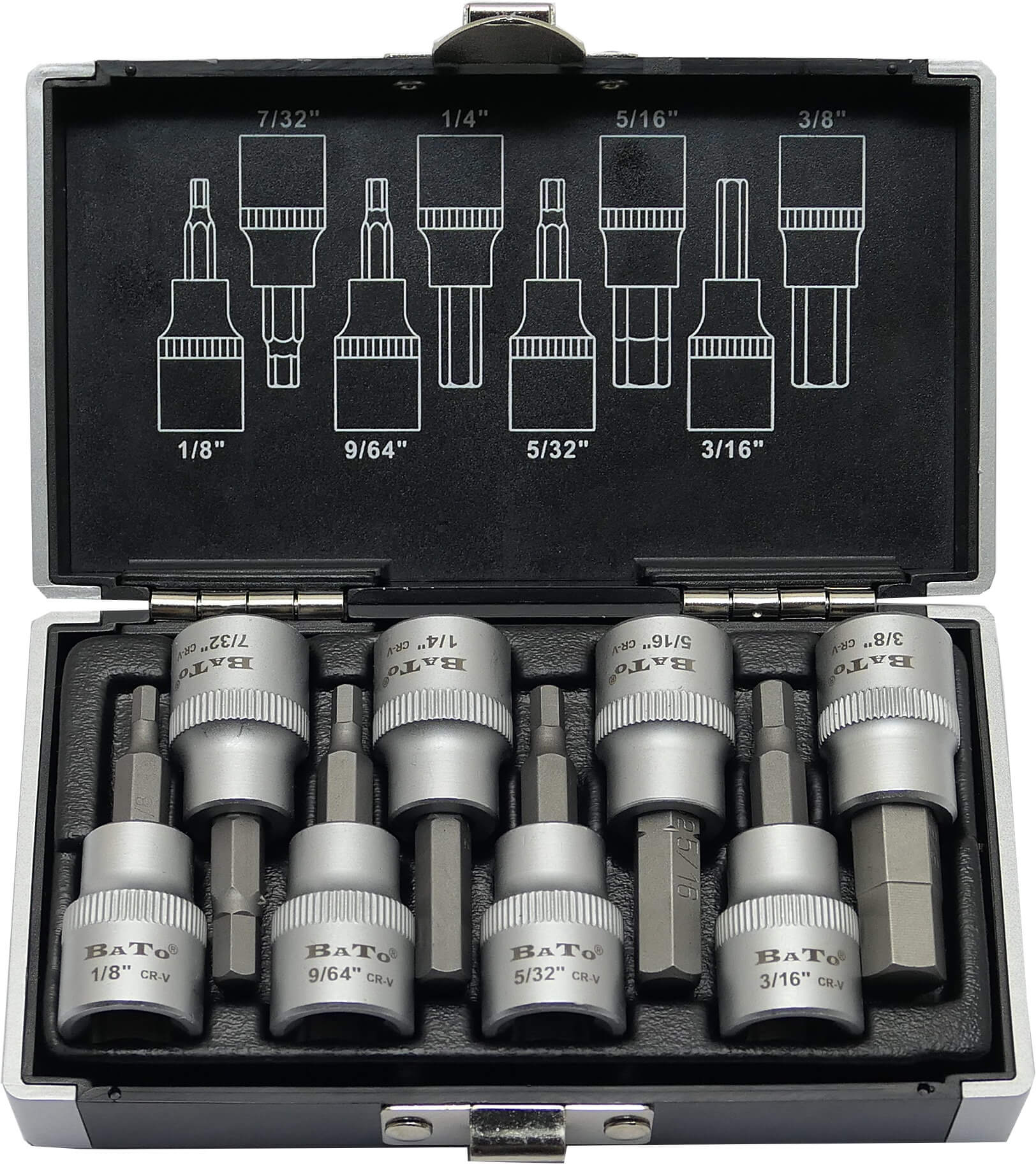 BATO Stifthylssats 3/8" 6kt. 1/8-3/8". TUM 8 delar.