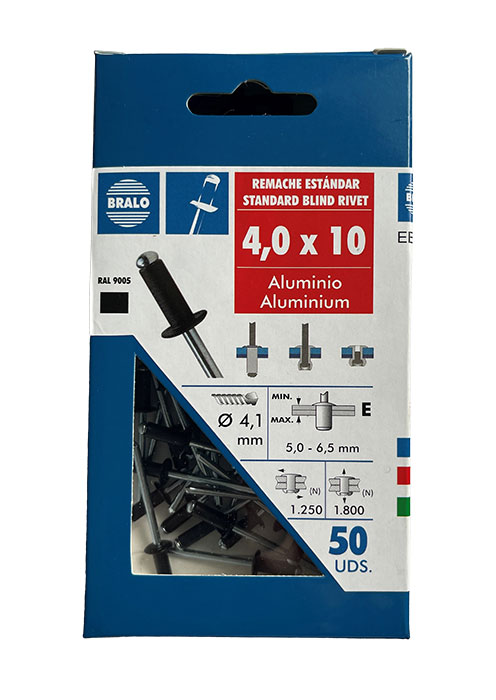 Bralo Blindnitte Sort alu/stål 4,0 X 10mm. 50 stk pk.