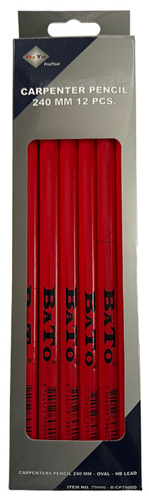 BATO Snickarpennor 240 mm ovala HB-stift. 12 st. förpackning