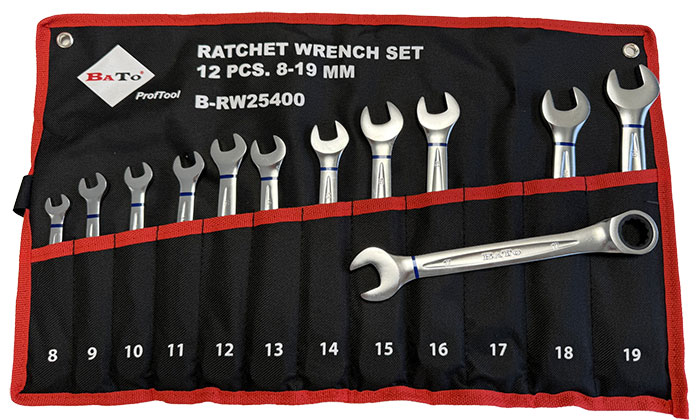 BATO Ringskraldenøglesæt 8-19mm lige.