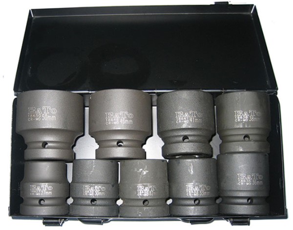 BATO Krafthylsor 1" 27-50mm kort. 9 delar.