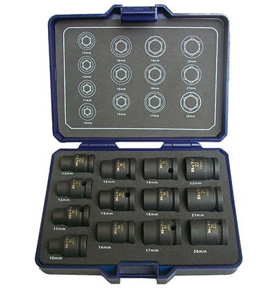 BATO Punch socket set 1/2" 10-22mm short m/magnet. 13 parts.