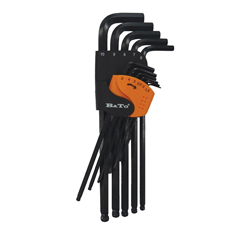 BATO Hex key set 1,5-10,0mm lang. With 7,0-9,0mm. 11 parts.