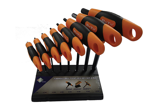 BATO T-grip hex key set 2,0-10,0mm. 8 parts.