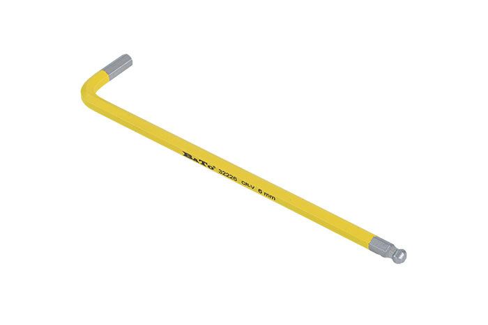 BATO Stiftnøgle farvet lysegul lang med kugle 6 x 180mm.