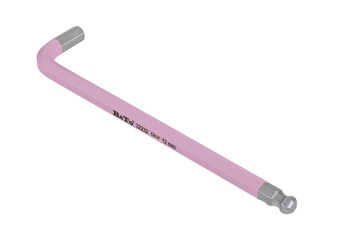 BATO Stiftnøgle farvet rosa lang med kugle 12 x 250mm.