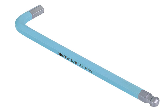 BATO Stiftnøgle farvet lyseblå lang med kugle 14 x 280mm.