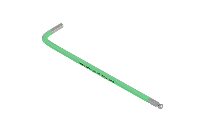 BATO Stiftnøgle farvet lysegrøn lang med kugle 3/16" x 160mm.