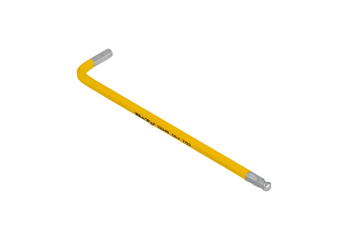 BATO Stiftnøgle farvet mørkegul lang med kugle 7/32" x 170mm.