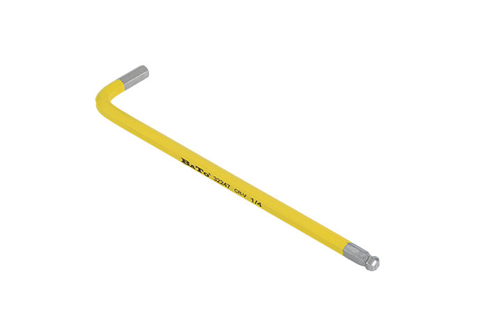 BATO Stiftnøgle farvet gul lang med kugle 1/4" x 180mm.