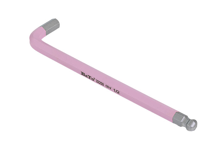 BATO Stiftnøgle farvet rosa lang med kugle 1/2" x 250mm.