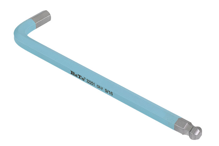 BATO Stiftnøgle farvet lyseblå lang med kugle 9/16" x 280mm.